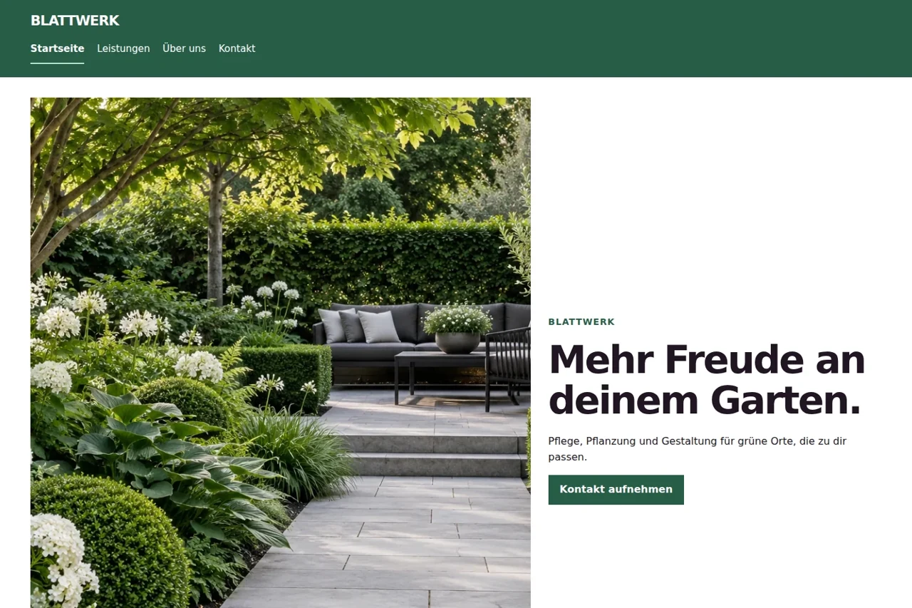 Gestaltungsbeispiel: WordPress-Website – Dein Angebot im Überblick (4 Seiten)